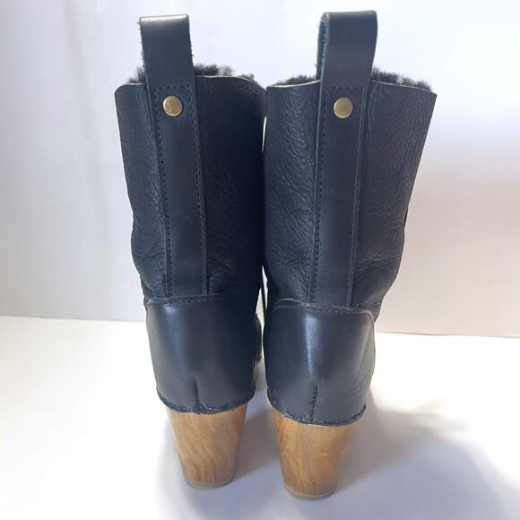 NO. 6 Clog Shearling Lined Lace Up Leather Boot in Black Size 38/8 - Picture 10 of 14